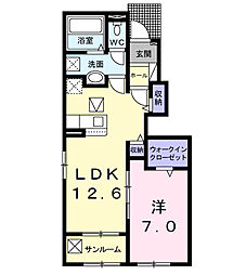 アルメールＢ 1階1LDKの間取り
