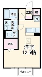リビングタウン西枇杷島　Ｂ 1階ワンルームの間取り