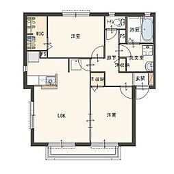 カーサルミエールＣ 1階2LDKの間取り
