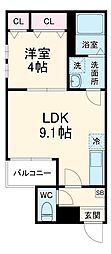 名鉄常滑線 柴田駅 徒歩2分の賃貸アパート 3階1LDKの間取り