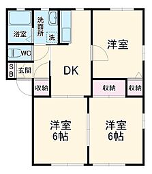 カルチェＣ 1階3DKの間取り