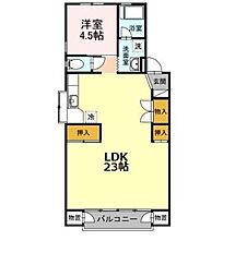みどりマンション 3階1LDKの間取り