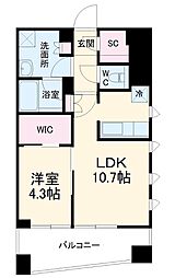 イニシア横浜桜木町 6階1LDKの間取り