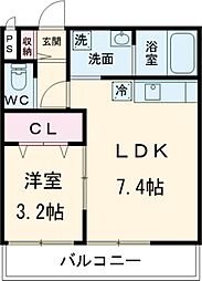 マレッタ京都天神川 3階1DKの間取り