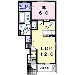 ホルツタウンB 1LDKの間取図画像