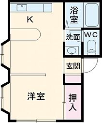 シティハイツ茂呂 1階1DKの間取り