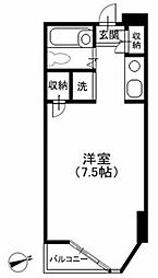 JR山手線 高田馬場駅 徒歩2分の賃貸マンション 4階1Kの間取り