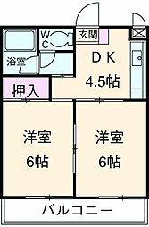 エスポワール雅 4階2DKの間取り