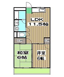 メゾンみやのまえ 3階2LDKの間取り
