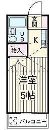 エスタ国分寺壱番館 1階ワンルームの間取り