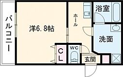 プランドールミオナ 4階1Kの間取り