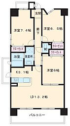 プロシード新瑞橋 3階3LDKの間取り