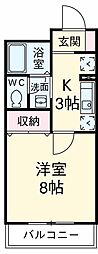 京王線 柴崎駅 徒歩2分の賃貸アパート 2階1Kの間取り