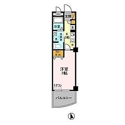 JR常磐線 馬橋駅 徒歩4分の賃貸マンション 7階1Kの間取り
