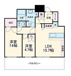 パークタワー梅田 2LDKの間取図画像