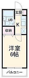 アルファネクスト上本郷 1階1Kの間取り