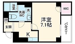 Core天満橋 2階1Kの間取り