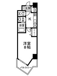 シャルマンフジ天神橋ノース 6階1Kの間取り