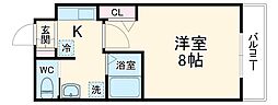 Osaka Metro谷町線 南森町駅 徒歩6分の賃貸マンション 7階1Kの間取り
