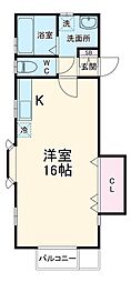 名鉄名古屋本線 東岡崎駅 バス24分 岩津団地口下車 徒歩7分の賃貸アパート 2階ワンルームの間取り