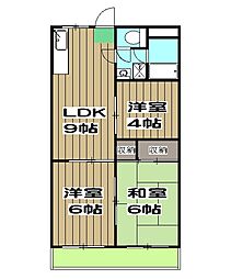セジュールGAIA 4階2SLDKの間取り