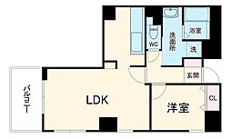パインフィールド七条 2階1LDKの間取り