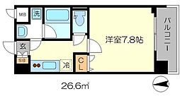 ベラジオ五条堀川III 2階1Kの間取り