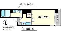 阪急京都本線 大宮駅 徒歩14分の賃貸マンション 2階1Kの間取り