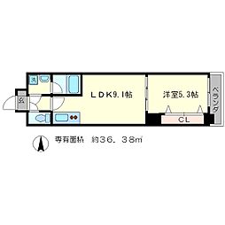 エターナルコート三条 5階1LDKの間取り