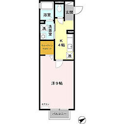 ヴァン　ヴェール　Ａ 2階1Kの間取り