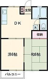 パークピュア小宮3 2階2DKの間取り