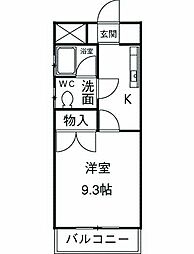 東豊マンション馬橋 2階1Kの間取り
