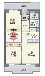 ガーデンヒルズ　アザレア 6階2SLDKの間取り