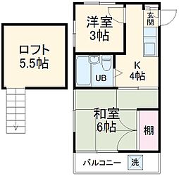 マルコーコーポ 2階2Kの間取り