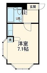 べルピア・飯能第2 2階ワンルームの間取り