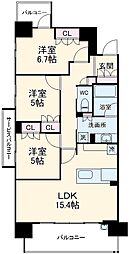 リフローレ新安城 11階3LDKの間取り