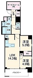 リビオメゾン横濱大通り公園 2SLDKの間取図画像