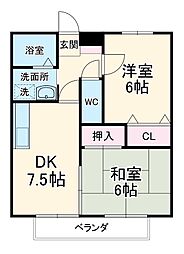 グランドゥール 2DKの間取図画像