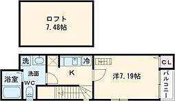 マーレ船堀 206 2階1Kの間取り