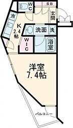 東急東横線 都立大学駅 徒歩10分の賃貸マンション 3階1Kの間取り
