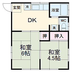 第二エンゼルコーポ 2階2DKの間取り