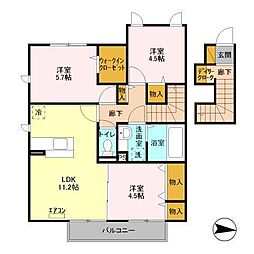 プランドール 2階3LDKの間取り