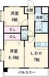 グランドパレスＮＳ−77 2階2LDKの間取り