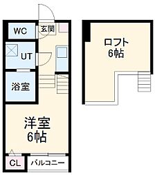 名古屋市営桜通線 桜本町駅 徒歩9分の賃貸アパート 2階1Kの間取り