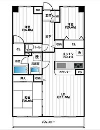 （仮称）千葉みなとマンション 6階3LDKの間取り
