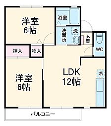 ＶＩＬＬＡ生原　I 2階2LDKの間取り