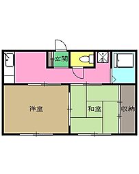 グリーンドミール 2階2Kの間取り