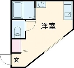 JR常磐線 亀有駅 徒歩7分の賃貸マンション 2階ワンルームの間取り