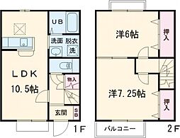 下妻リーズホールドII 1階2LDKの間取り