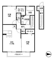 モダンコートクレシア 2LDKの間取図画像
